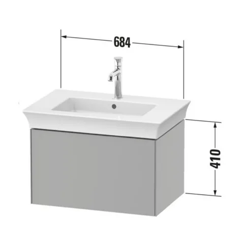 Тумба под раковину, Duravit, White Tulip, шгв 684*458*410, раковина-необходимо заказать, цвет-скандинавский белый шелковисто-матовый — изображение 1