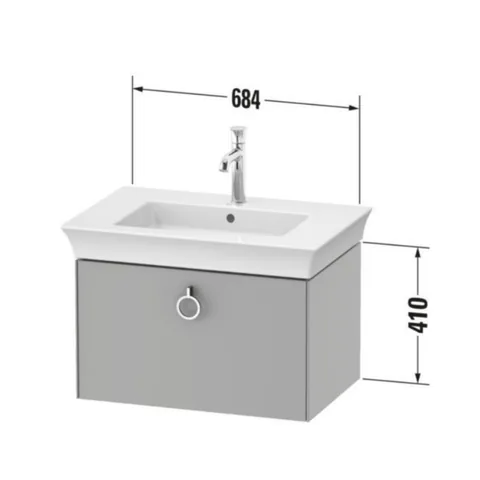 Тумба под раковину, Duravit, White Tulip, шгв 684*458*410, раковина-необходимо заказать, цвет-cкандинавский белый шелковисто-матовый — изображение 1