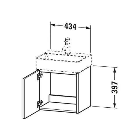 Тумба под раковину, Duravit, XSquare, шгв 434*340*397, раковина-необходимо заказать, петли-слева, цвет-бетонно-серый матовый — изображение 1