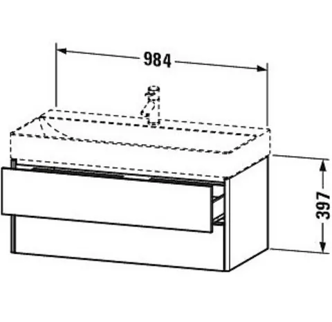 Тумба под раковину, Duravit, XSquare, шгв 984*460*397, раковина-необходимо заказать, цвет-белый матовый — изображение 1