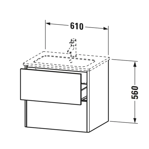 Тумба под раковину, Duravit, XSquare, шгв 610*478*560, раковина-необходимо заказать, цвет-белый матовый — изображение 1