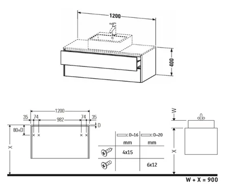 Тумба под раковину, Duravit, XSquare, шгв 1200*548*400, раковина-необходимо заказать, цвет-серо-коричневый матовый — изображение 1