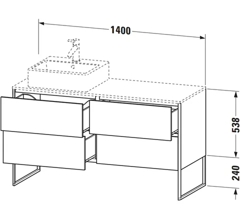 Тумба под раковину, Duravit, XSquare, шгв 1400*548*778, раковина-необходимо заказать, цвет-графит матовый — изображение 1
