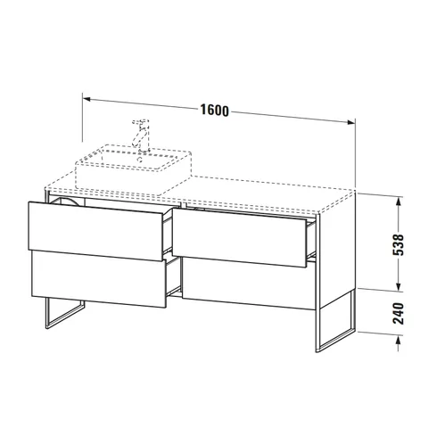 Тумба под раковину, Duravit, XSquare, шгв 1600*548*778, раковина-необходимо заказать, цвет-белый глянцевый — изображение 1