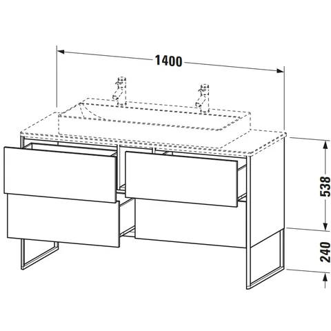Тумба под раковину, Duravit, XSquare, шгв 1400*548*778, раковина-необходимо заказать, цвет-графит матовый — изображение 1