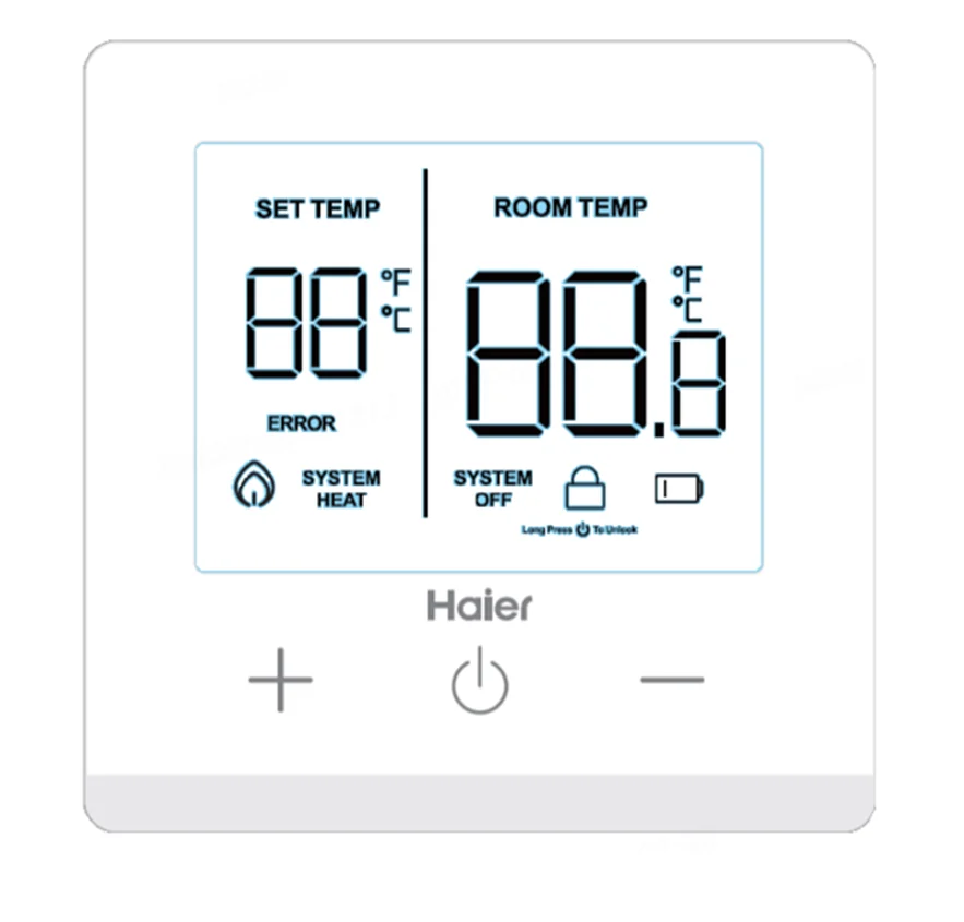 Термостат, Haier, Ecoheat RT-i, комнатный, сенсорная панель, питание от батареек, 3 В, цвет-белый