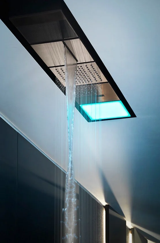 Комплект душевой системы, Gessi, Binario, цвет-Steel Brushed/Mirror Steel/Black XL