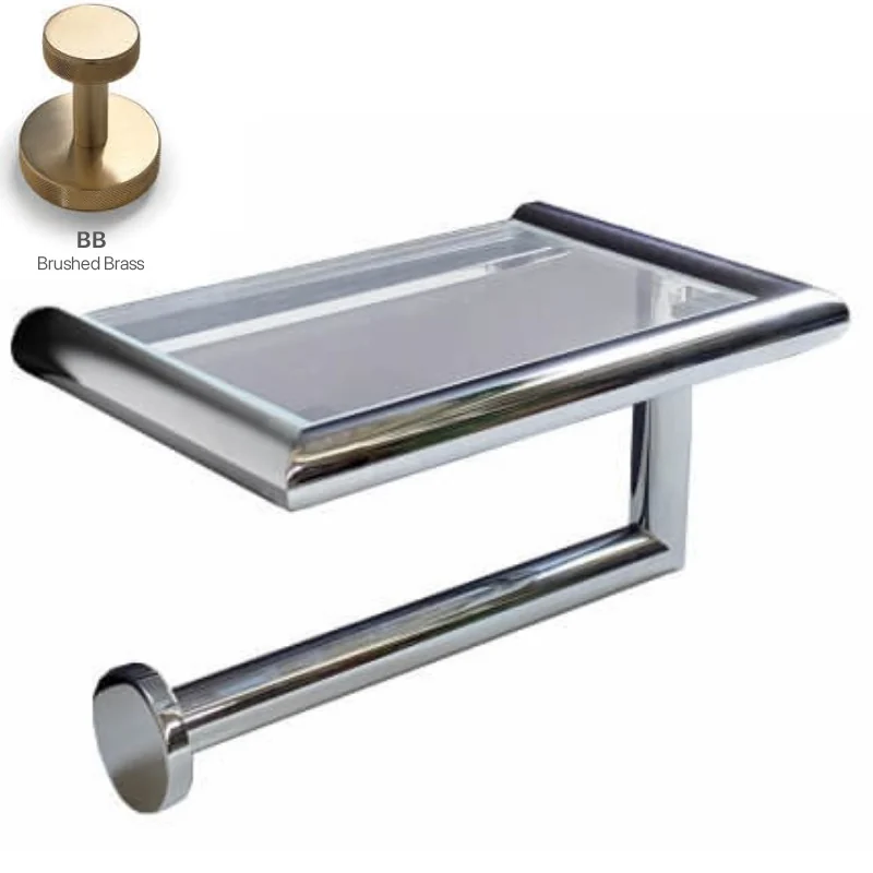 Бумагодержатель, 3SC, Guy & Guy, с полочкой, шгв 150*100*100, цвет-Brushed Brass PVD
