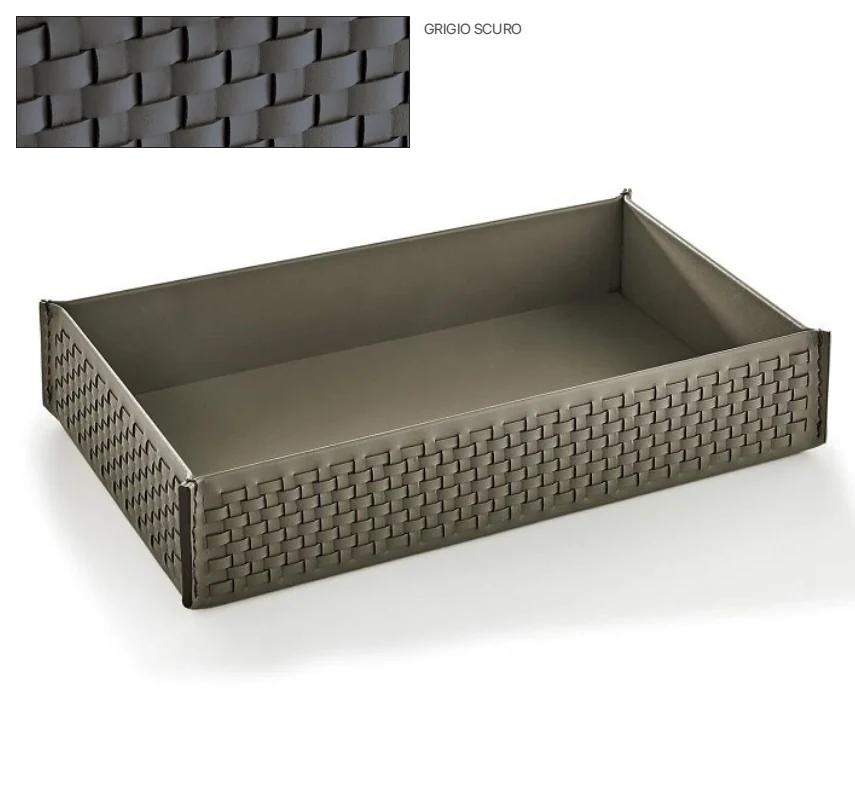 Лоток универсальный, 3SC, Hilton, шгв 290*170*60, кожа плетёная, цвет-Grigio Scuro