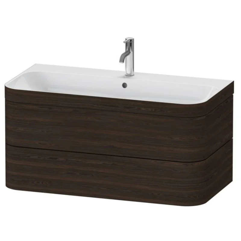 Тумба под раковину, Duravit, Happy D.2 Plus, шгв 975*490*468, раковина-в комплекте, цвет-орех брашированный