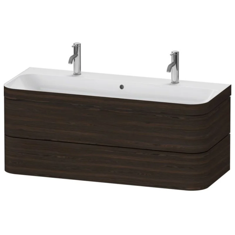 Тумба под раковину, Duravit, Happy D.2 Plus, шгв 1175*490*480, раковина-в комплекте, цвет-орех брашированный