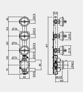 Внутренняя часть, Quadro design, FixKit, назначение-смеситель для ванны и душа, сталь шлифованная/брашированная