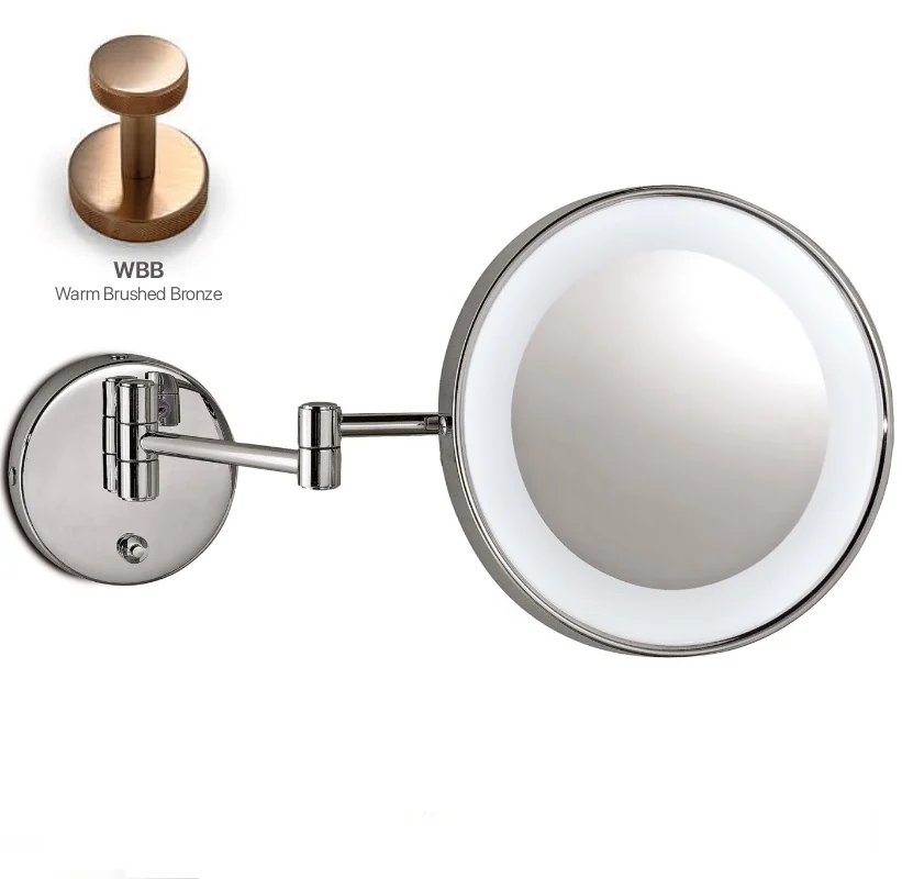Косметическое зеркало, 3SC, Cosmetic Mirrors, 3-х кратное увеличение, с подсветкой, цвет-Warm Brushed Bronze