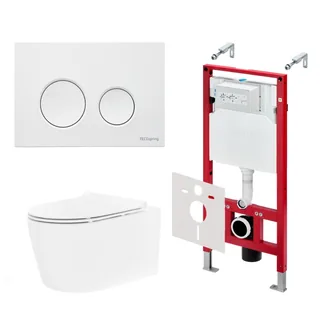 Комплект, TECE, TeceSpring Pro, подвесной, шгв 360*530*336, цвет унитаза-белый, цвет сиденья-белый, цвет клавиши-белый