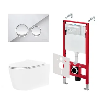 Комплект, TECE, TeceSpring Pro, подвесной, шгв 360*530*336, цвет унитаза-белый, цвет сиденья-белый, цвет клавиши-хром