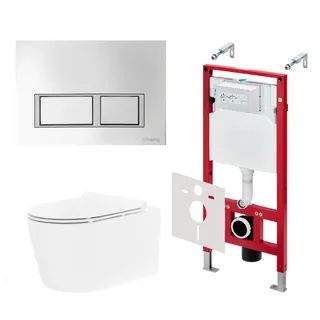 Комплект, TECE, TeceSpring Pro, подвесной, шгв 360*530*336, цвет унитаза-белый, цвет сиденья-белый, цвет клавиши-хром