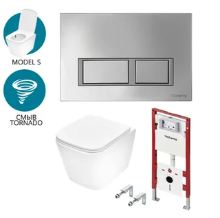 Комплект, TECE, TeceSpring S, подвесной, шгв 340*515*350, цвет унитаза-белый, цвет сиденья-белый, цвет клавиши-хром — иконка