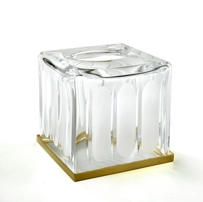 Диспенсер для бумажных салфеток, 3SC, Montblanc Crystal, шгв 130*130*150, цвет-хрусталь прозрачный/Polished Brass