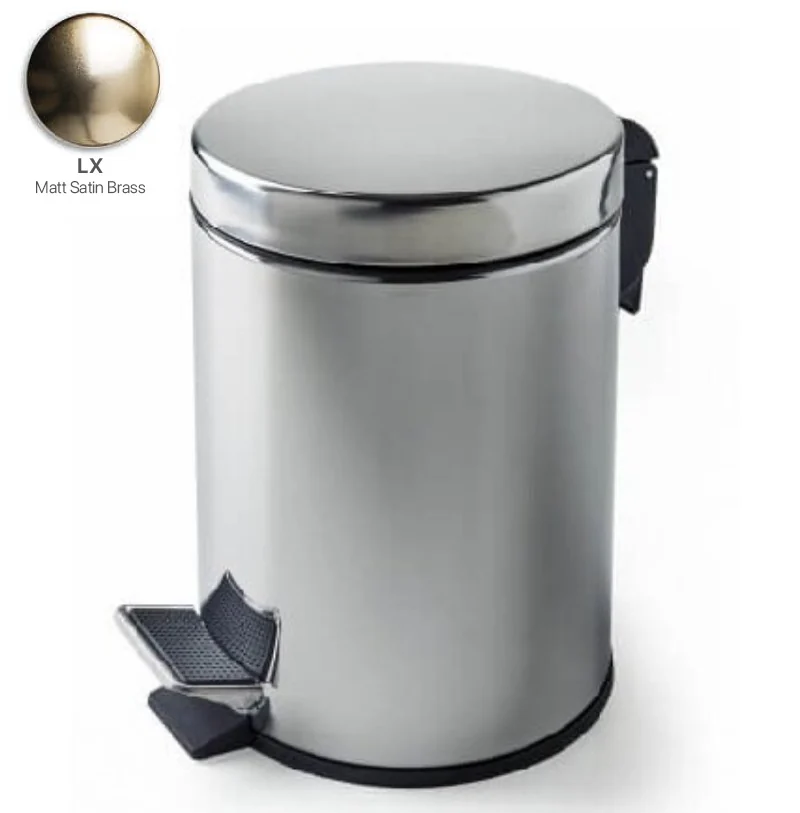 Ведро мусорное, 3SC, Metal Tonda, с крышкой, с педелью, шгв 225*305*335, цвет-Matt Satin Brass