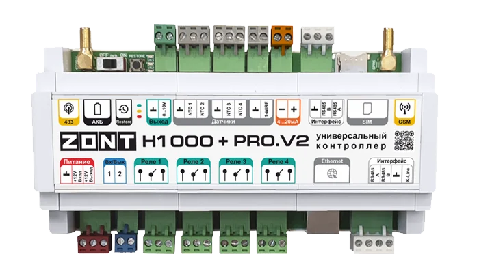 Универсальный 4G LTE / Wi-Fi / Etherrnet контроллер ZONT H1000+ Pro.V2