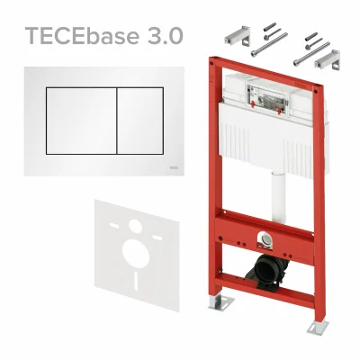 Инсталляция, TECE, TECEbase 3.0, для унитаза, шгв 500*230*1320, клавиша-TECEnow, цвет клавиши-белый матовый