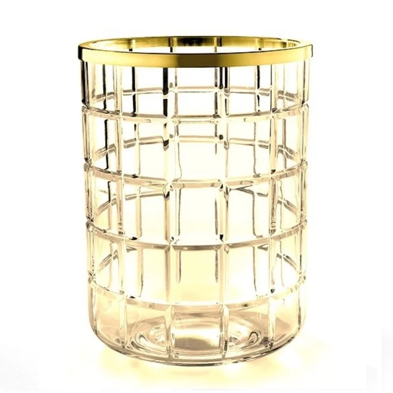 Урна, 3SC, Palace Crystal, без крышки, шгв 200*200*280, цвет-хрусталь Amber/Polished Gold 24Kt