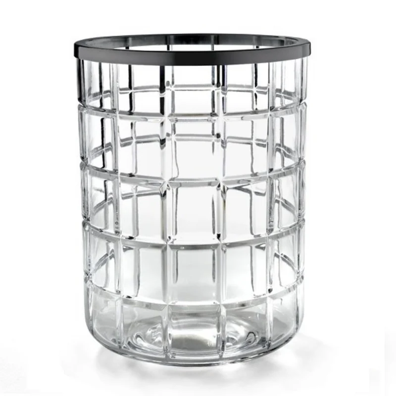 Урна, 3SC, Palace Crystal, без крышки, шгв 200*200*280, цвет-прозрачный хрусталь/Black Matt Satin Nickel
