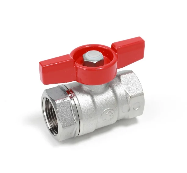 Кран шаровой, Giacomini, R251D, 3/4", 3/4", ВВ, ручка-бабочка красная, хромированный, с лазерной маркировкой