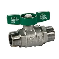 Кран 3/8" Н-Н хром. с зеленой рукояткой
