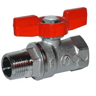 Кран, R254D, 1/2", ВН, ручка-бабочка красная, хромированный, с лазерной маркировкой (старый арт.R254X003)