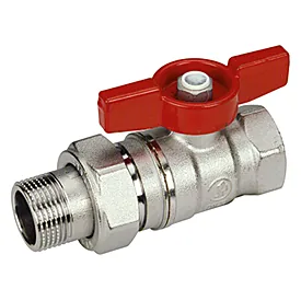 Кран, R259D, 1 1/4", 1 1/4", ВН, ручка-бабочка красная, хромированный, с разъемным соединением