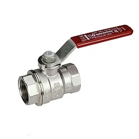 Кран, R850, 1", ВВ, ручка-рычаг красный, хромированный