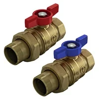 Комплект из двух кранов R859 1" x 1" с красной и синей рукояткой-бабочкой
