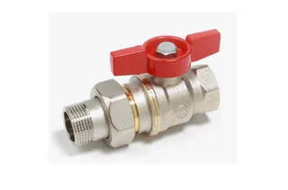 Кран шаровой, Giacomini, R919, DADO, 3/4", 3/4", ВН, ручка-бабочка красная, никелированный, с лазерной маркировкой
