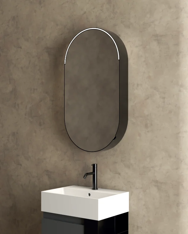 Зеркальный шкаф, Globo, Mirror cabinet, шгв 500*110*900, цвет корпуса-черный матовый