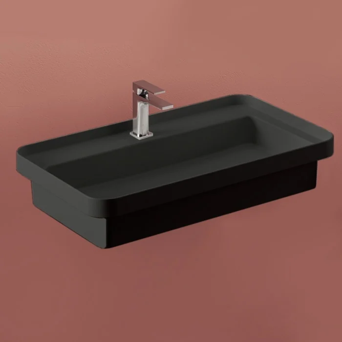 Раковина, Artceram, Fuori scala, шгв 805*455*155, отверстия для смесителя-1, цвет-черный матовый (Товар заказной, возврату не подлежит)