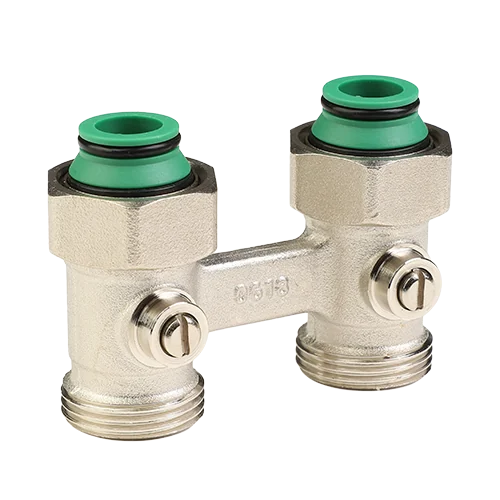 Узел нижнего подключения, Premium, прямой H-образный, 3/4" x 3/4", Н ЕК-НГ ЕК, для двухтрубных систем шарового типа