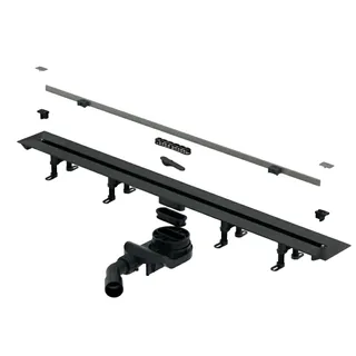 Дренажный канал, Splendy, Vario Drain, шдв 110*300-1200*150, цвет решетки-оружейный металл брашированный (Gun Metal Brushed)