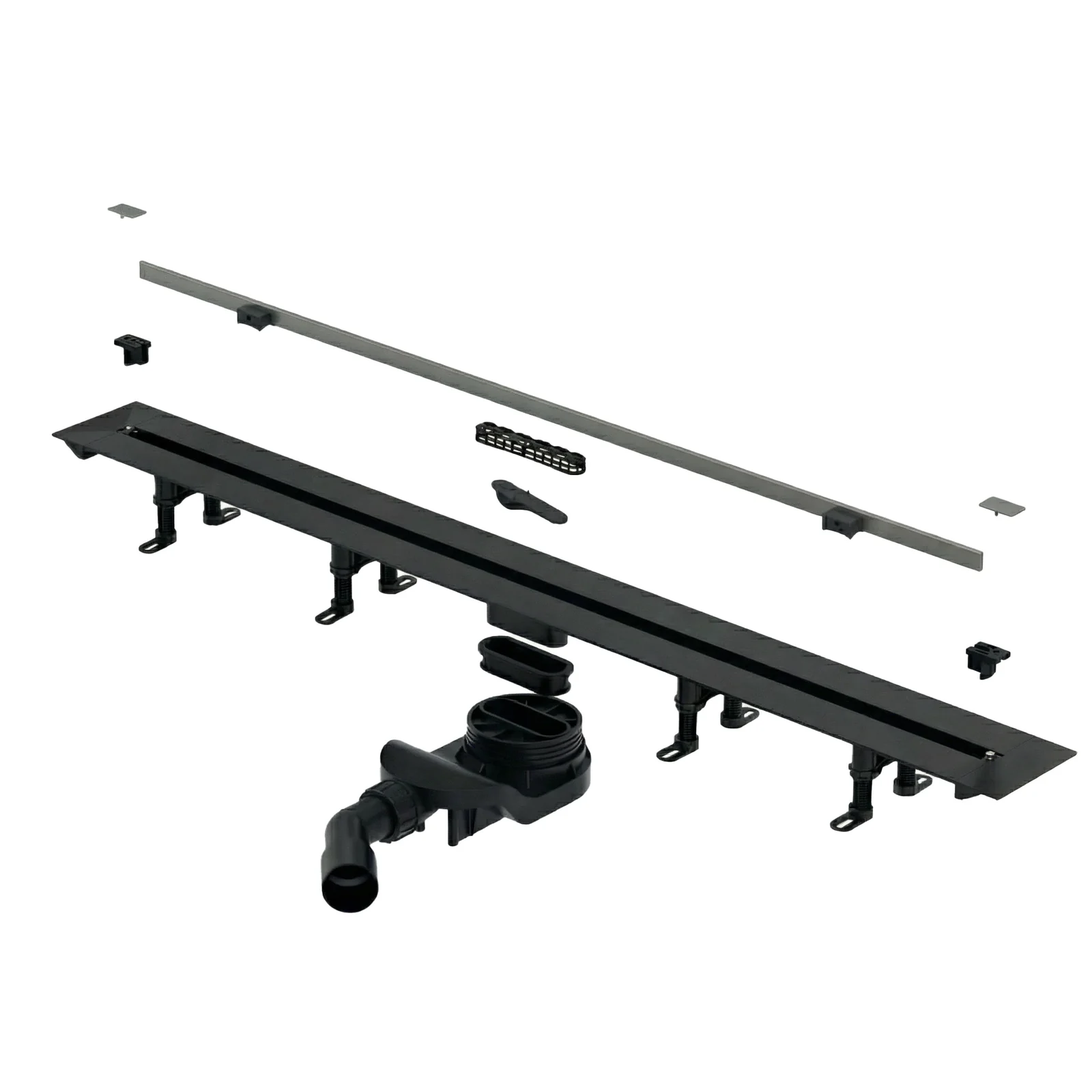 Дренажный канал, Splendy, Vario Drain, шдв 110*300-1200*150, цвет решетки-оружейный металл брашированный (Gun Metal Brushed)