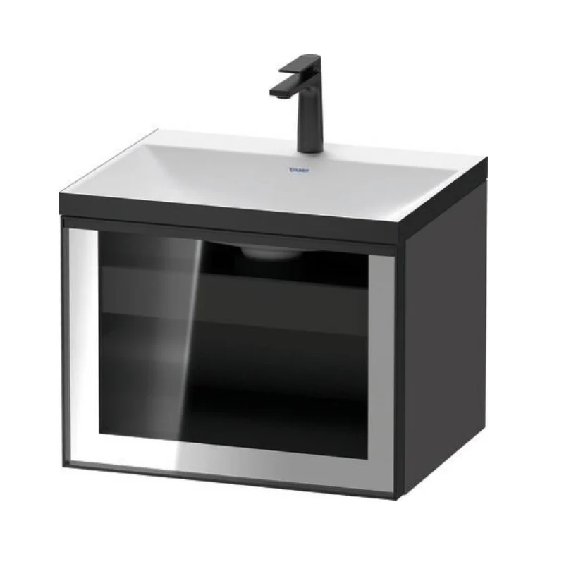 Тумба под раковину, Duravit, Vitrium, шгв 600*479*443, вырез под смеситель-один, цвет-серый глянцевый (Parsol)