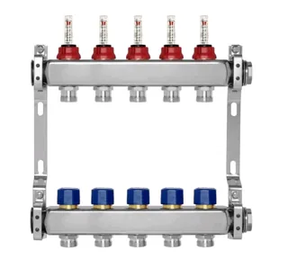 Коллекторная группа, МИВС, WF212 SMART, 1" В, выходы-7, размер отвода-3/4" ЕК, для систем отопления на базе теплого пола, нержавеющая сталь — иконка
