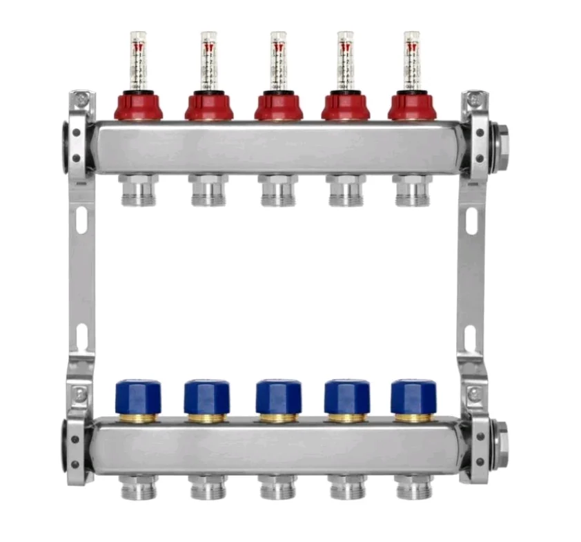 Коллекторная группа, МИВС, WF212 SMART, 1" В, выходы-11, размер отвода-3/4" ЕК, для систем отопления на базе теплого пола, нержавеющая сталь