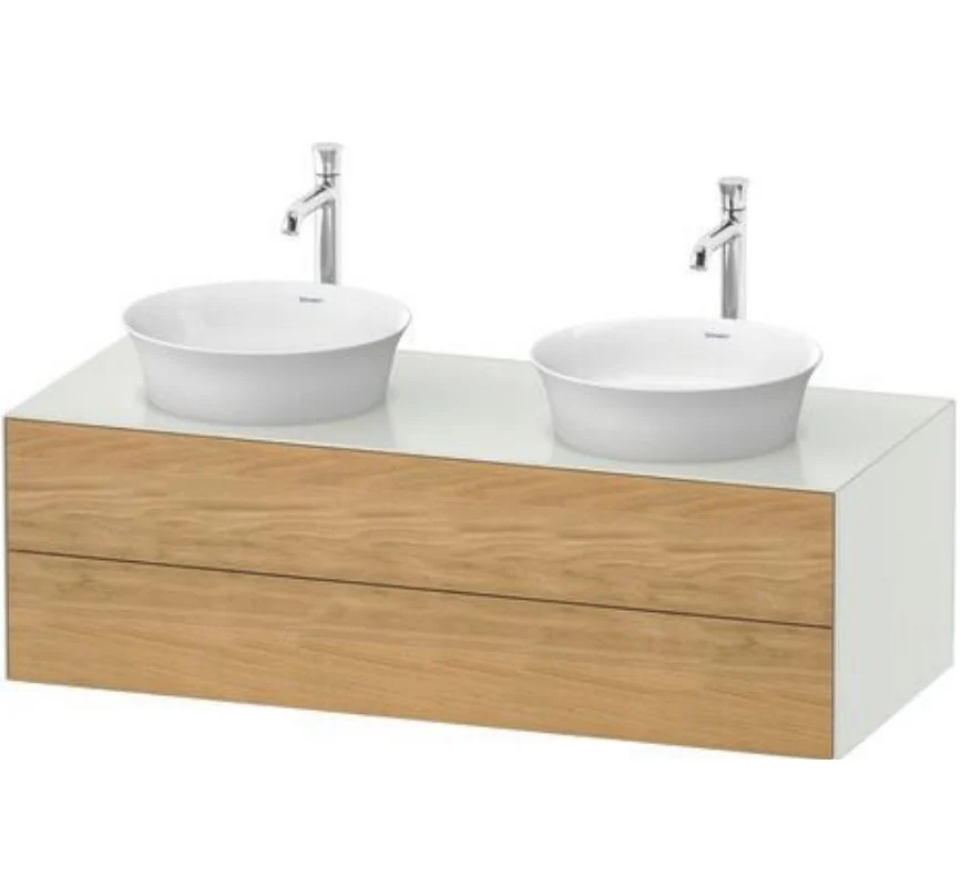 Тумба под раковину, Duravit, White Tulip, шгв 1300*550*408, раковина-необходимо заказать, цвет-белый глянцевый/дуб